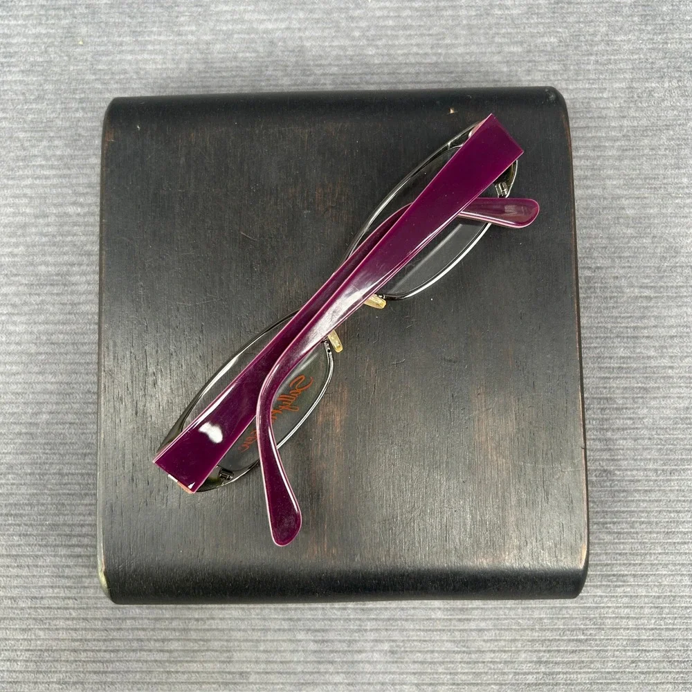 Sally Hansen Y2k Eyeglass Frames Gunmetal Purple Rectangular Lilac Pattern